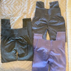3 pairs NVGTN Leggings - Gray - Purple - Dark Green